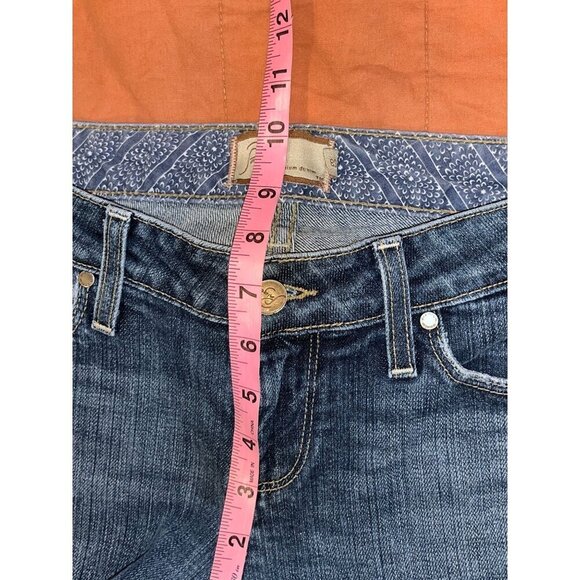 Paige Vintage Y2K  Blue Denim Canyon Low Rise Embroidered Flare Jeans Women's Si - Picture 9 of 12